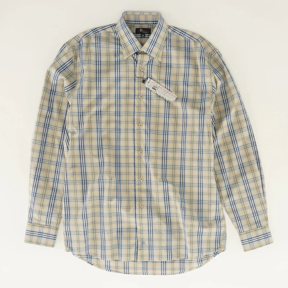 💦JON RANDALL- Watson Plaid Khaki Long Sleeve Button Down, Size:L